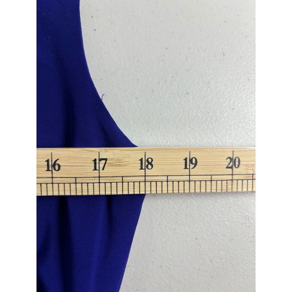 LAUREN Ralph Lauren CANNES BLUE Ruched Side Sleeveless Dress 14 Bodycon Cocktail - Picture 5 of 8